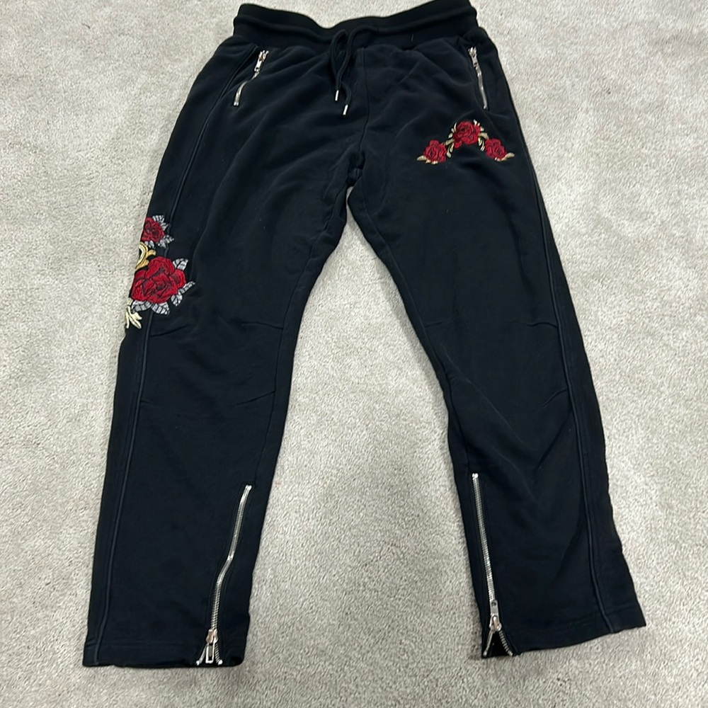 Mens FTW black roses sweatpants size L